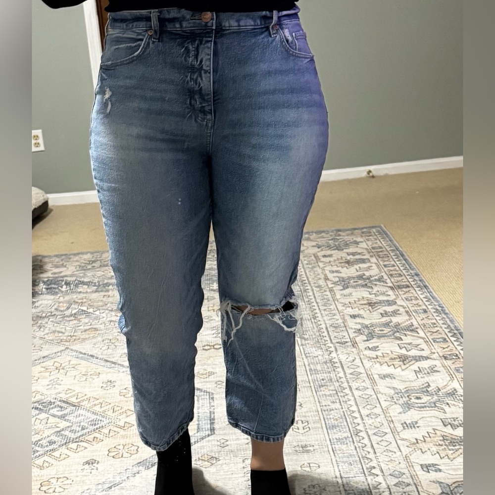 High rise straight crop jeans